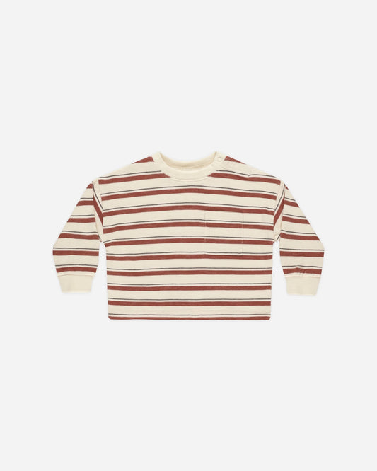 Relaxed Long Sleeve Tee - Brick Stripe