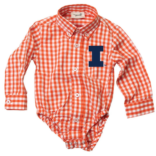 Fighting Illini Orange Gingham Onesie
