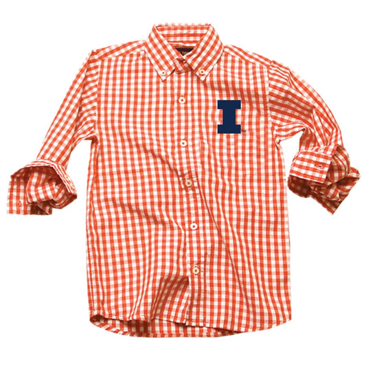 Illinois Fighting Illini Orange Gingham Poplin Shirt