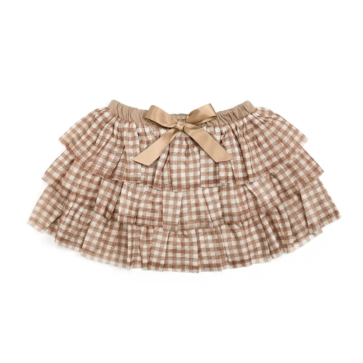 Gingham Printed Tulle Tutu - Brown Gingham