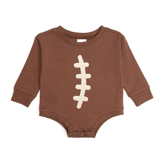 Football Lace Patch Long Sleeve Romper