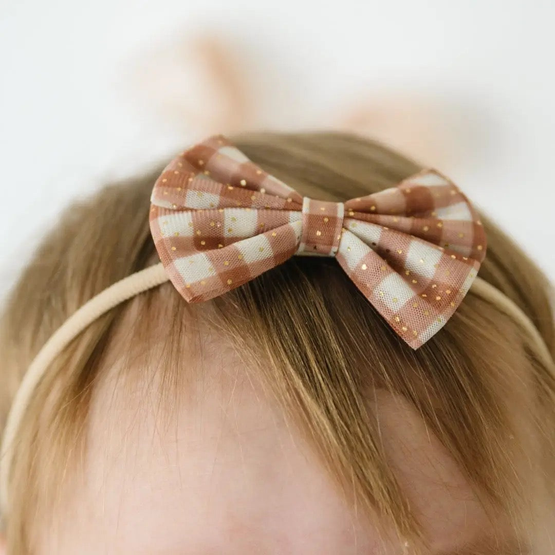 Gingham Printed Tulle Headband