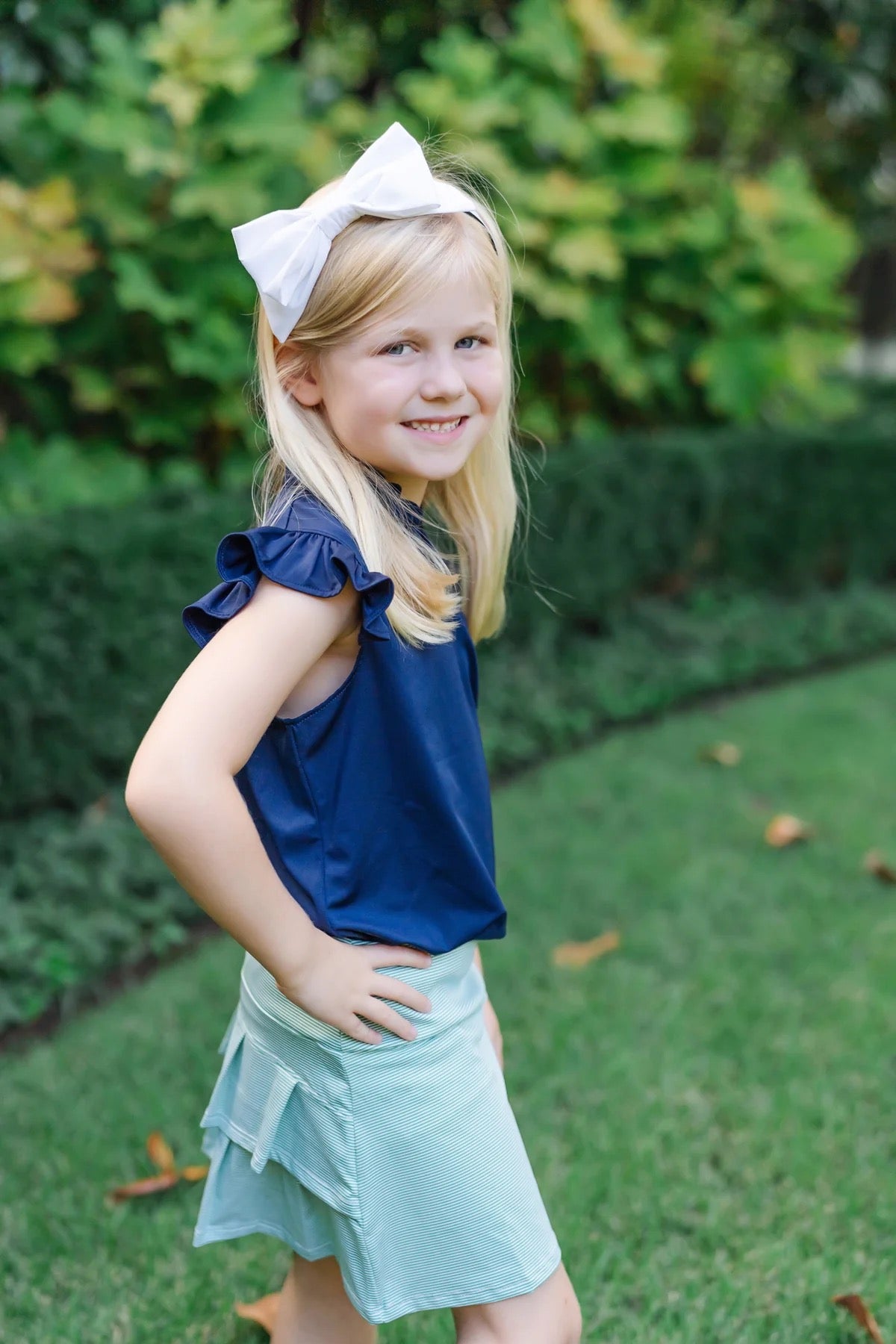 Ellie Girls Sleeveless Performance Top - Navy