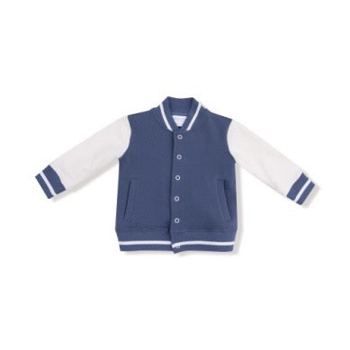 French Terry Letterman Jacket - Navy