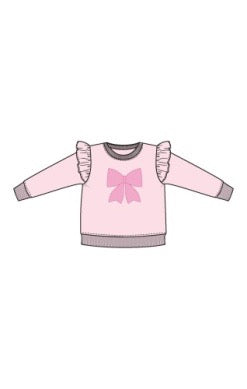 French Terry Ruffle Sweatshirt With Bow Applique - Pretty Bows