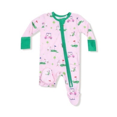 Dog Gone Golf - 2 Way Zipper Footie - Pink