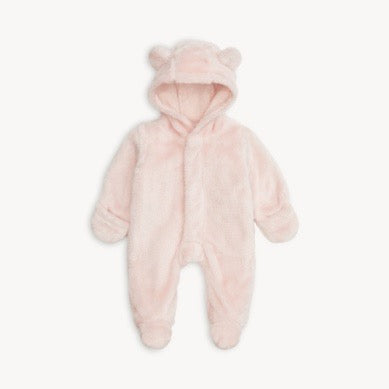 Pink Blossom Minky Bear Footie