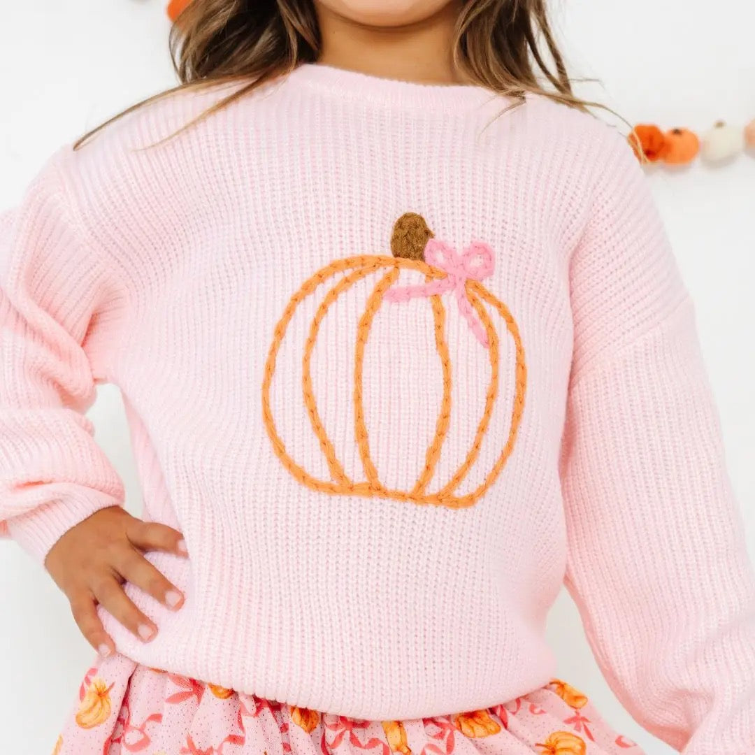 Coquette Pumpkin Knit Sweater - Pink