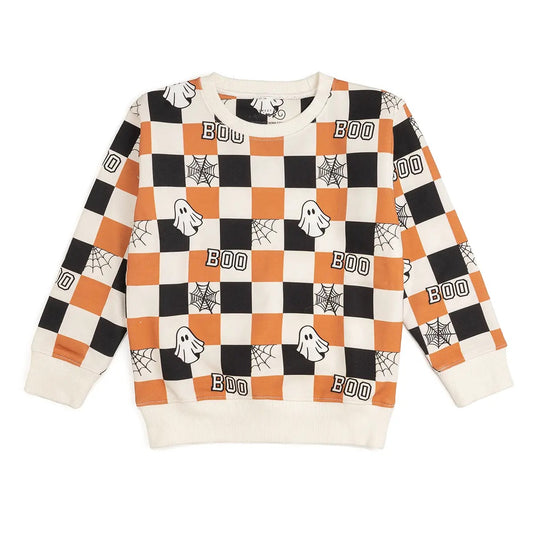 Boo Checkered Halloween Sweatshirt