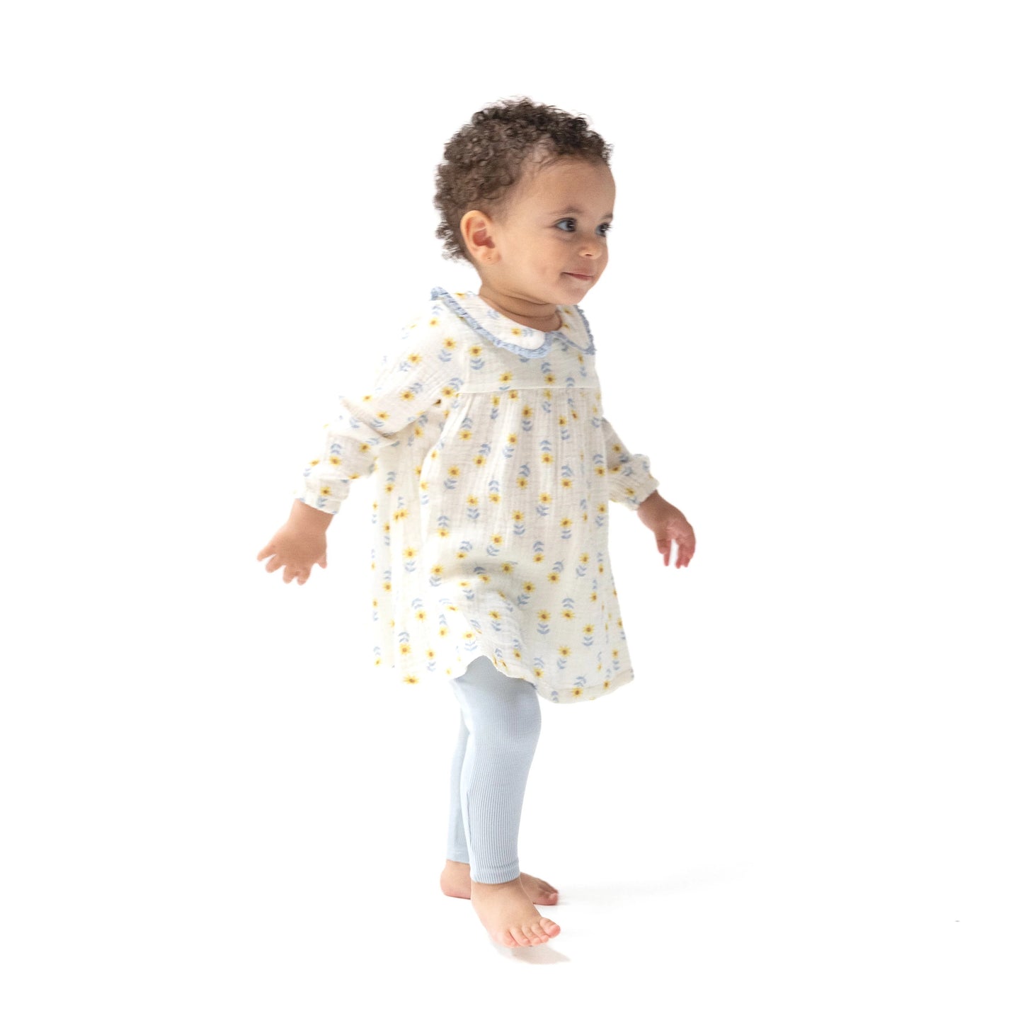Peter Pan Collar Dress and Leggings - Western Sunflower