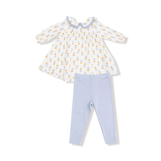 Peter Pan Collar Dress and Leggings - Western Sunflower