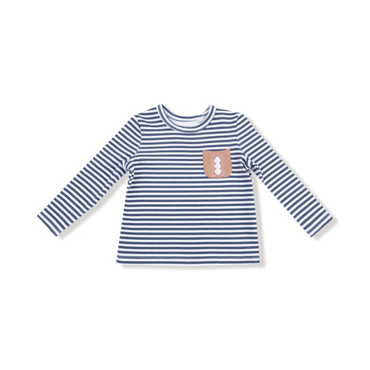 Navy Stripes W/ Football Long Sleeve