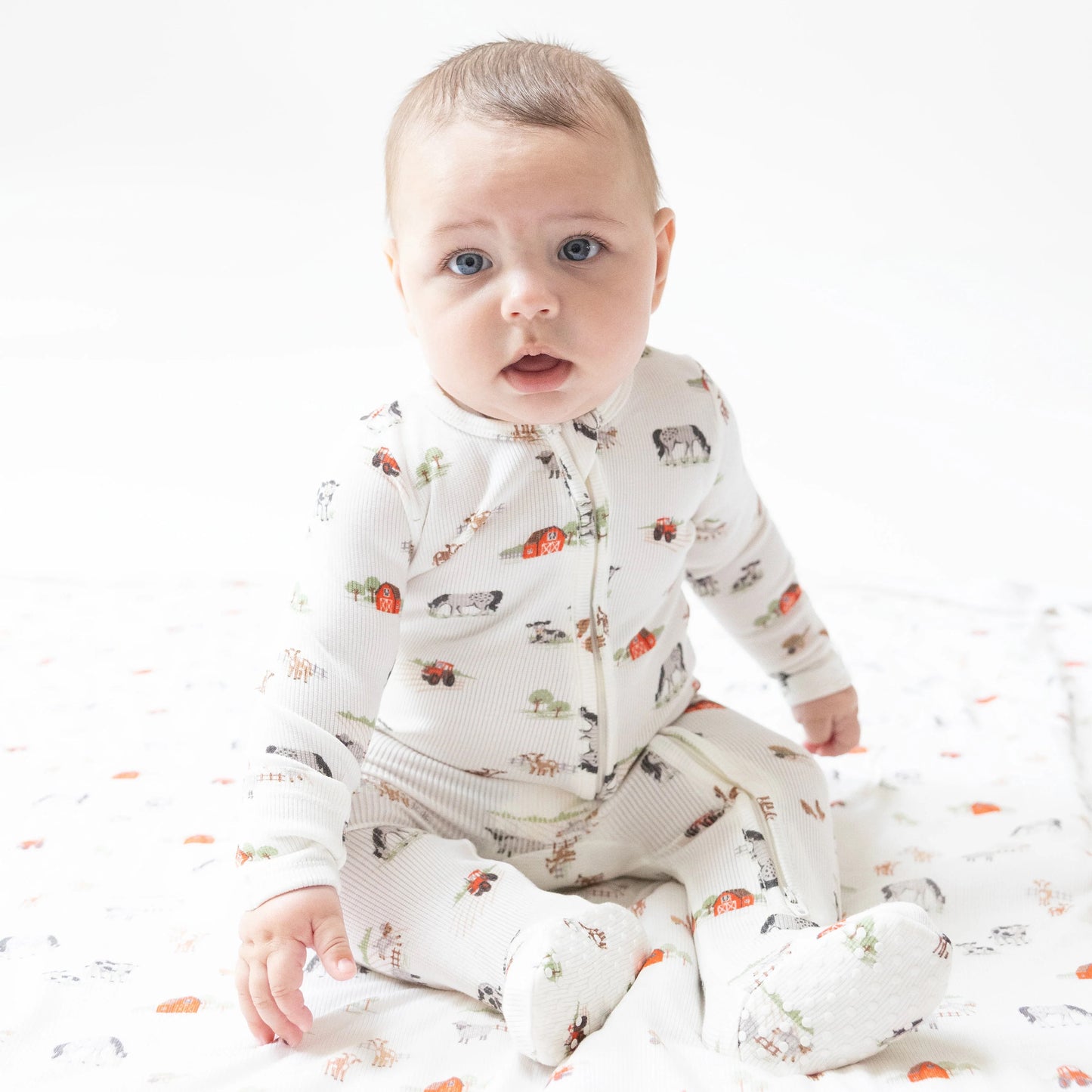 2 Way Zipper Romper - Little Farm