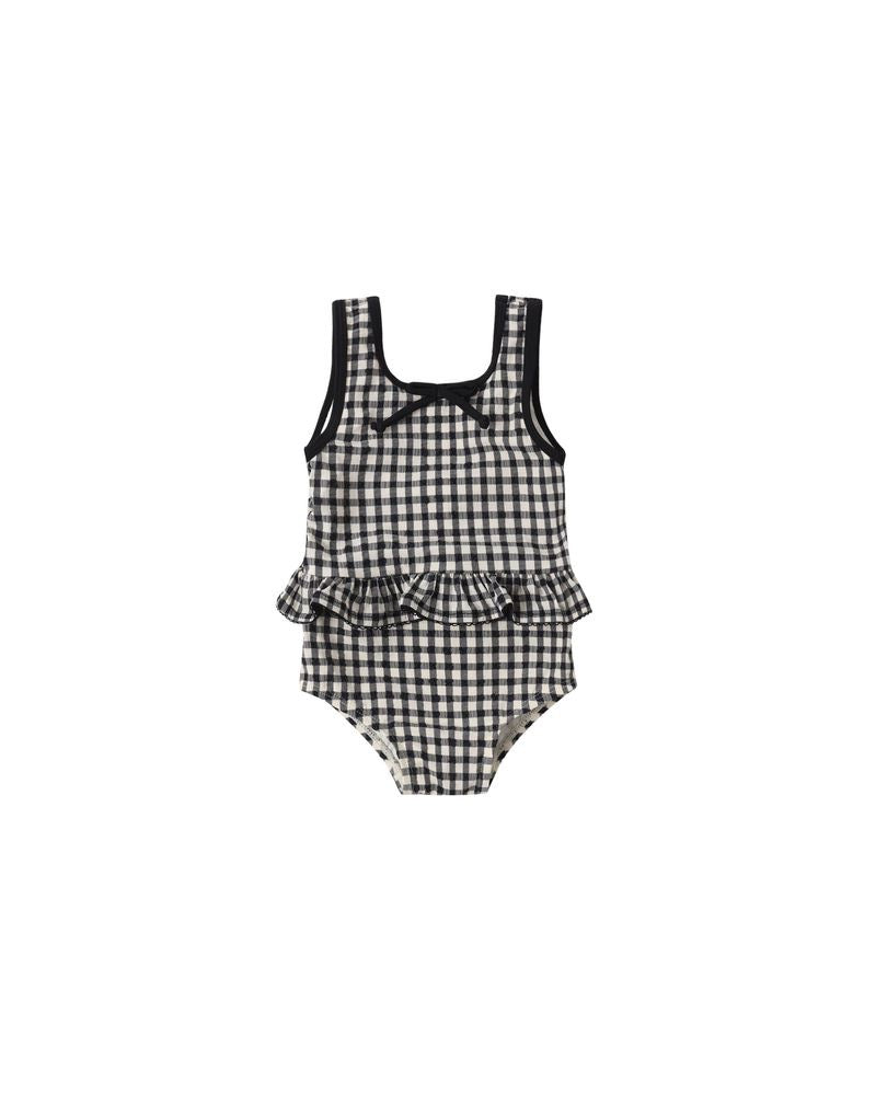 Skirted One-Piece - Black Gingham