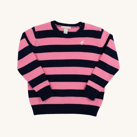Isabelle's sweater - Nantucket Navy and Hamptons Hot Pink Stripe