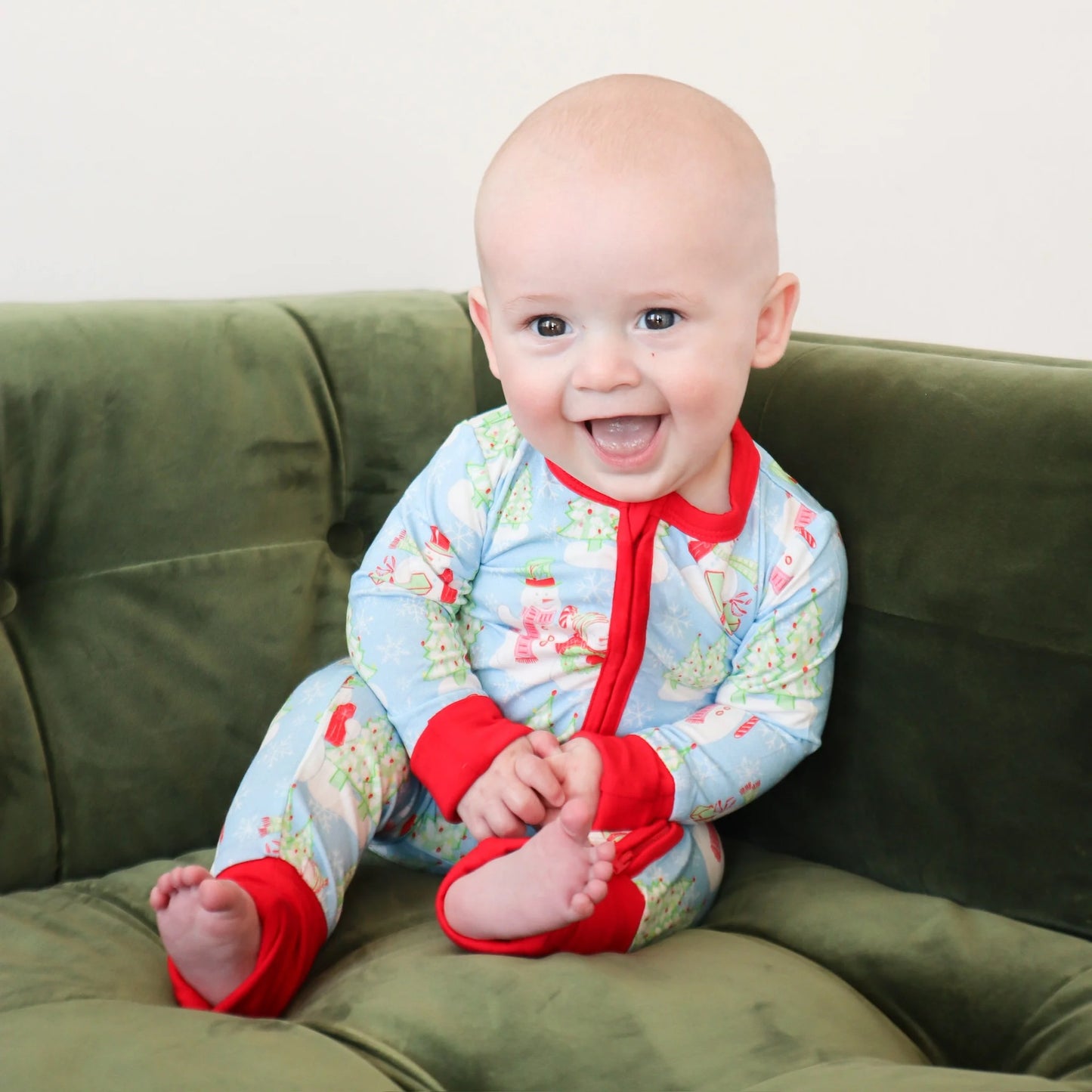 Blue Snowman Zipper Romper