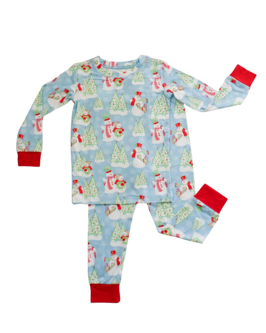 Blue Snowman Two Piece Set