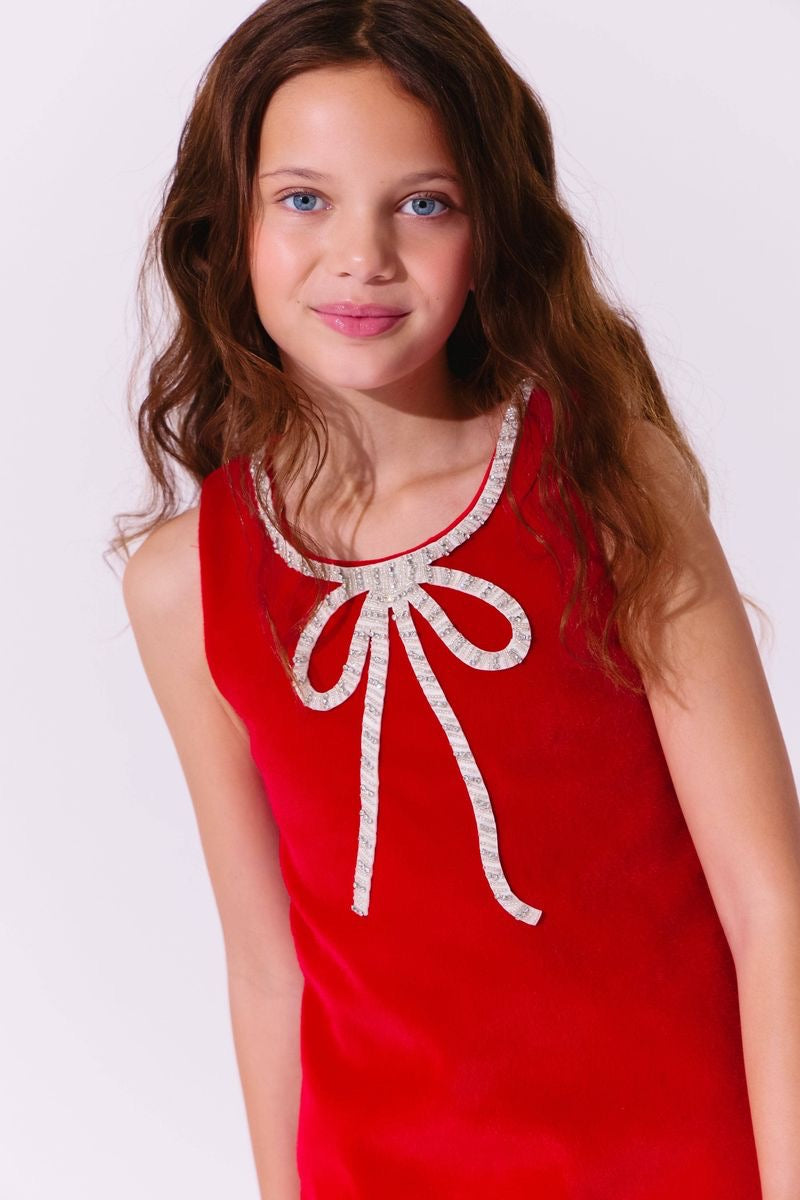 Red Velvet Bow Dress