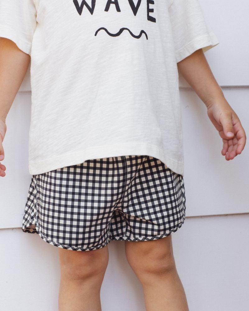 Swim Trunk - Black Gingham