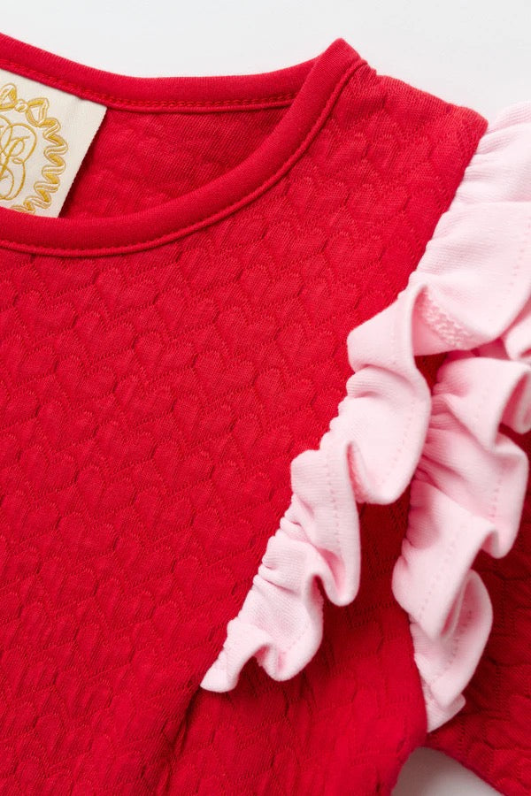 Long Sleeve Ruehling Ruffle Dress (Quilted)