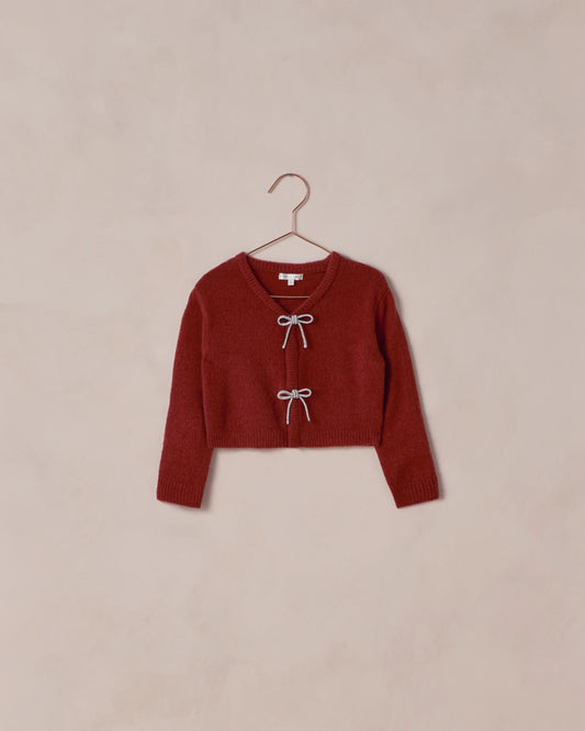Kids Bow Cardigan - Ruby Red