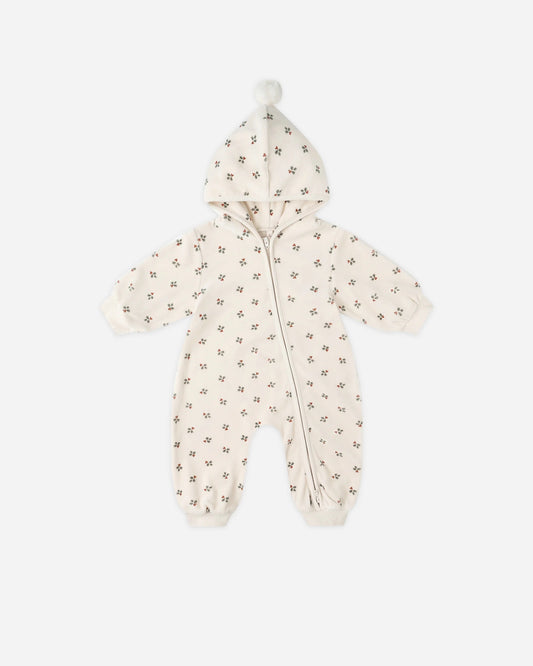 Velour Jumpsuit - Holly Berry