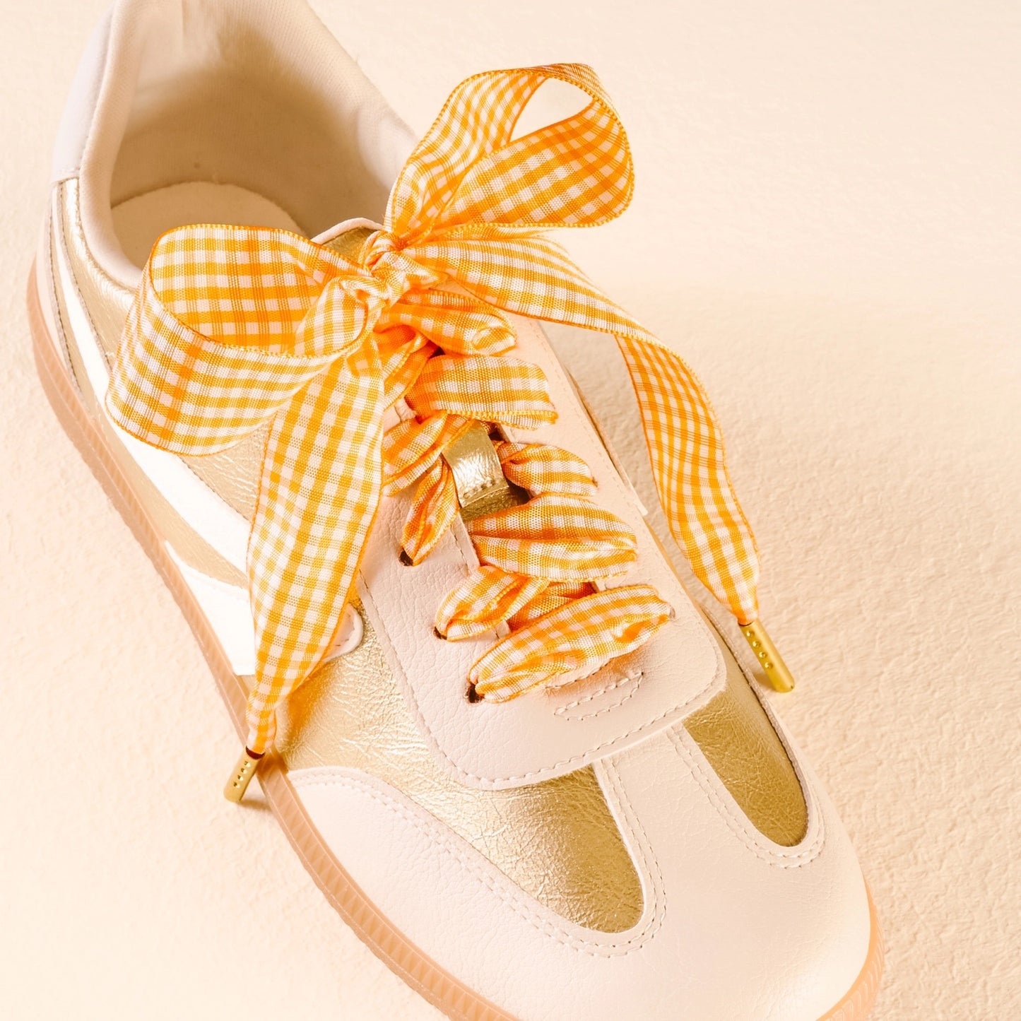 Step it up Shoelaces - Orange Gingham