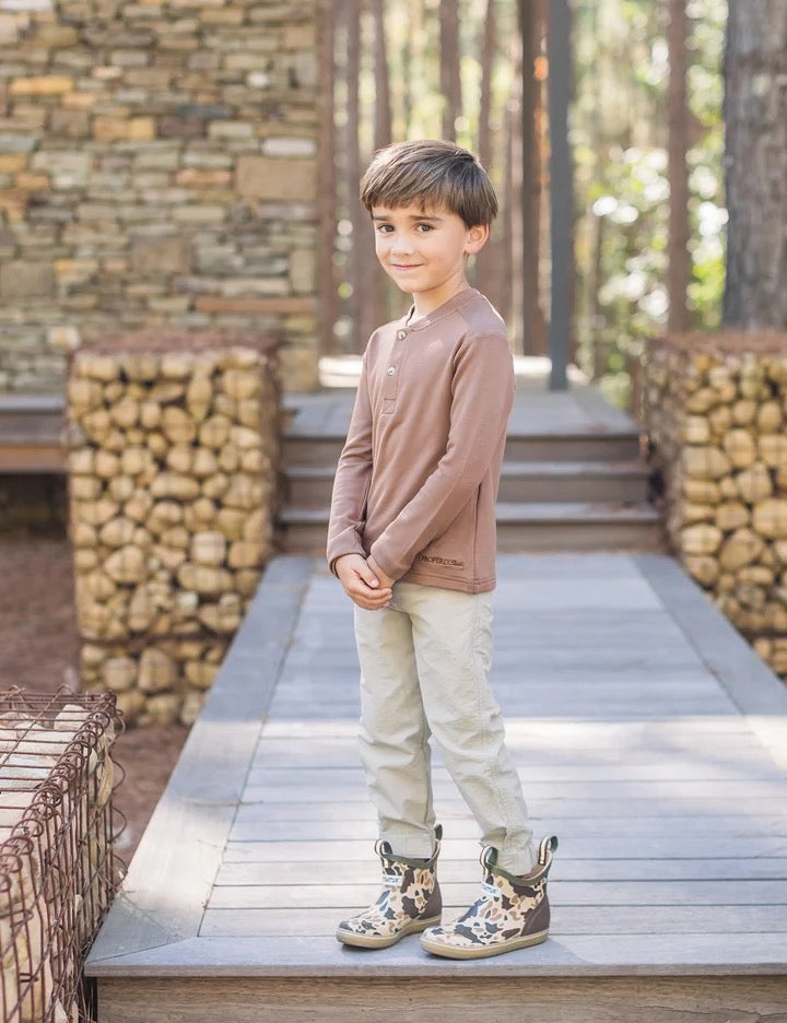 Boy's Shorline LS Henley - Walnut