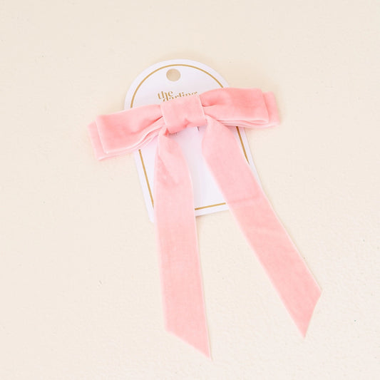 Velvet Hair Bow - Pink
