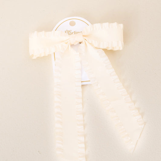 Ruffle Hair Bow - Cream