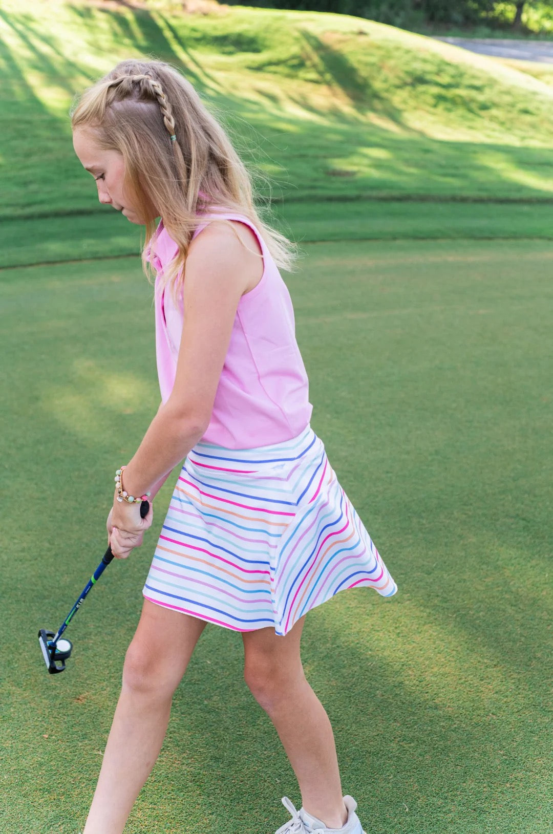 Girl's Sleeveless Cotton Polo - Pink Frosting