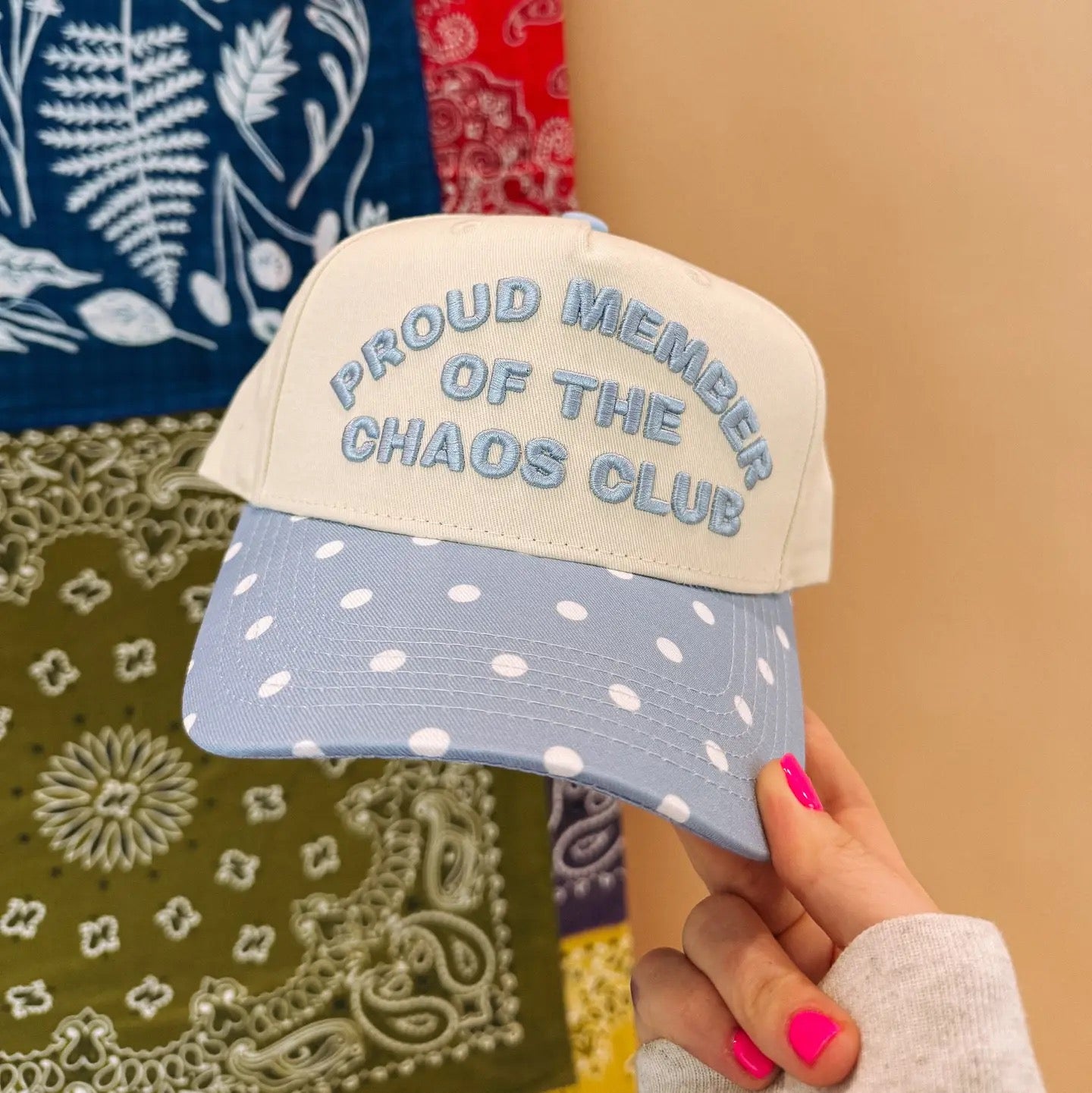 Chaos Club Trucker Hat - Light Blue Polkadot