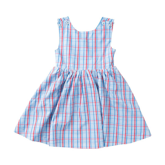 Girl's Crisscross Back Dress - Americana Plaid
