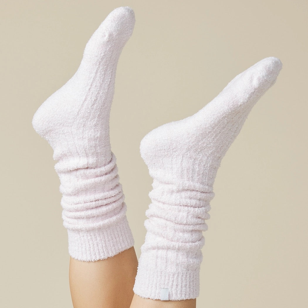 Slouchy Marshmallow Socks With Grippers- Heather Blush Pink