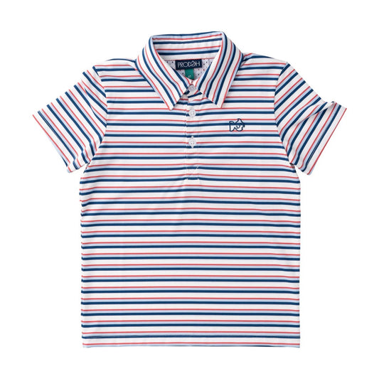 Boy's Short Sleeve Pro Performance Polo - Independence Day Stripe