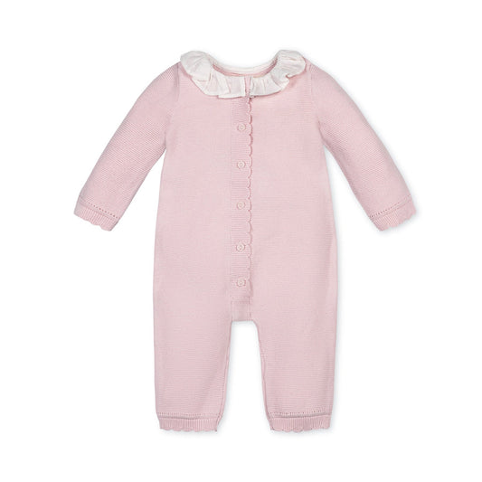 Organic Ruffle Collar Pink Sweater Romper