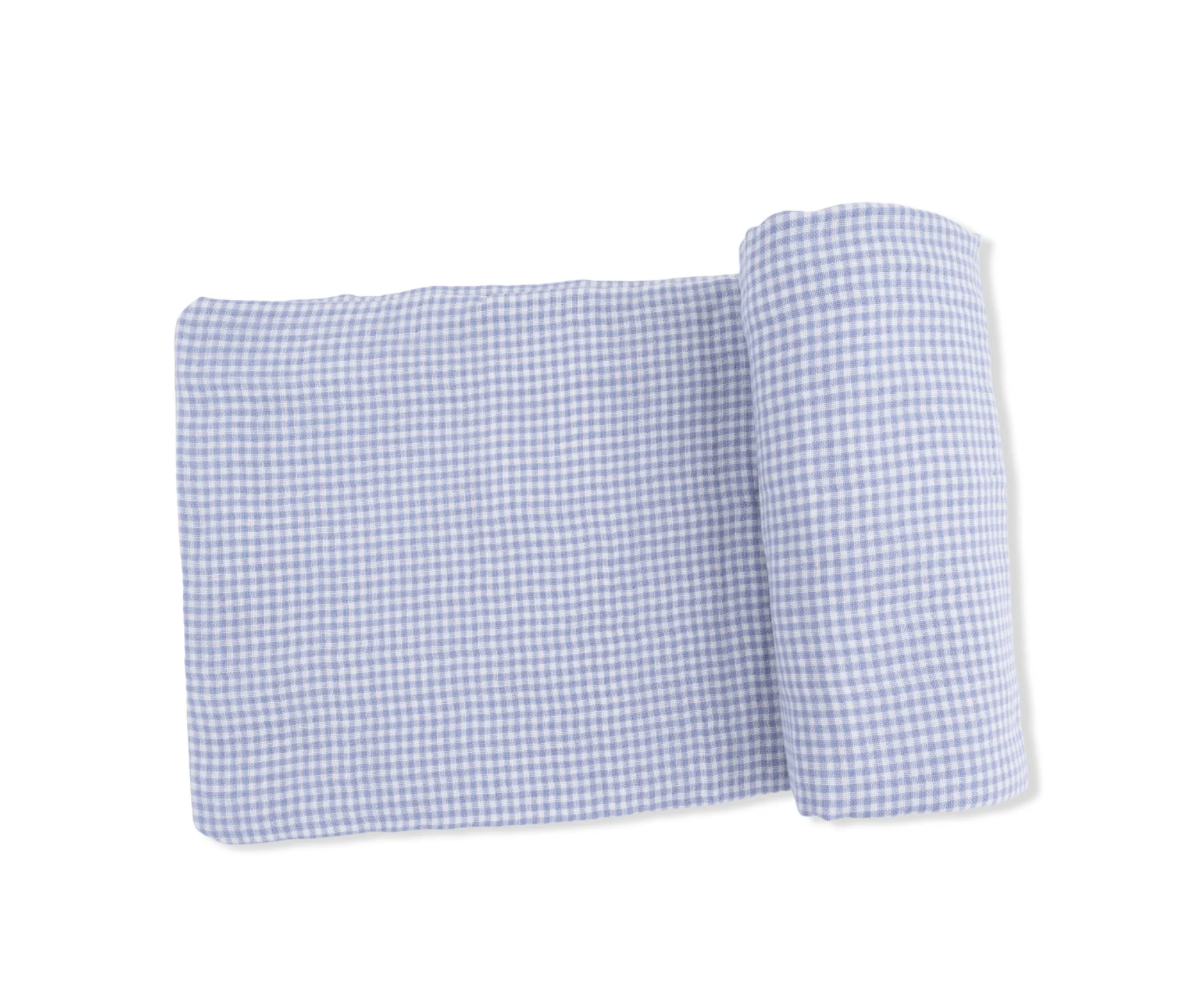 Micro Blue Gingham Swaddle