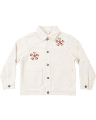 Denim Chore Coat - Daisy Patches