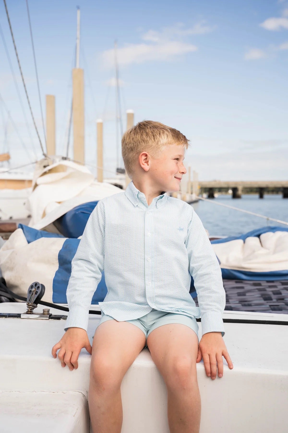 Carter Oxford Shirt - Coastal Stripe Seersucker