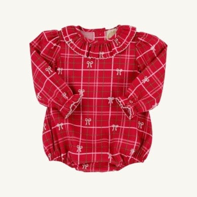 Long Sleeve Ramona Ruffle Romper - Torrington Tartan/Palmetto Pear