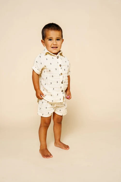 Cloud Muslin Short Set - Lightening Bolt