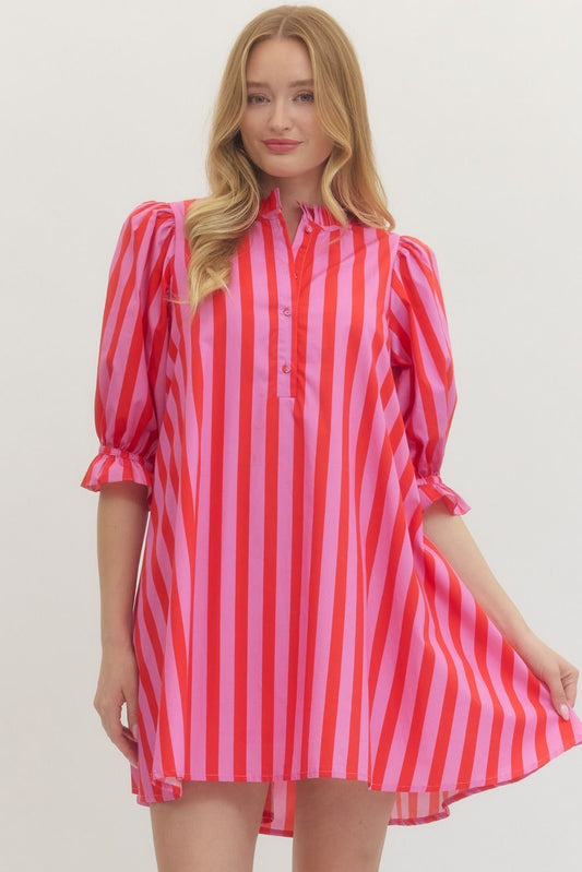 Charlotte Dress - Red/Pink