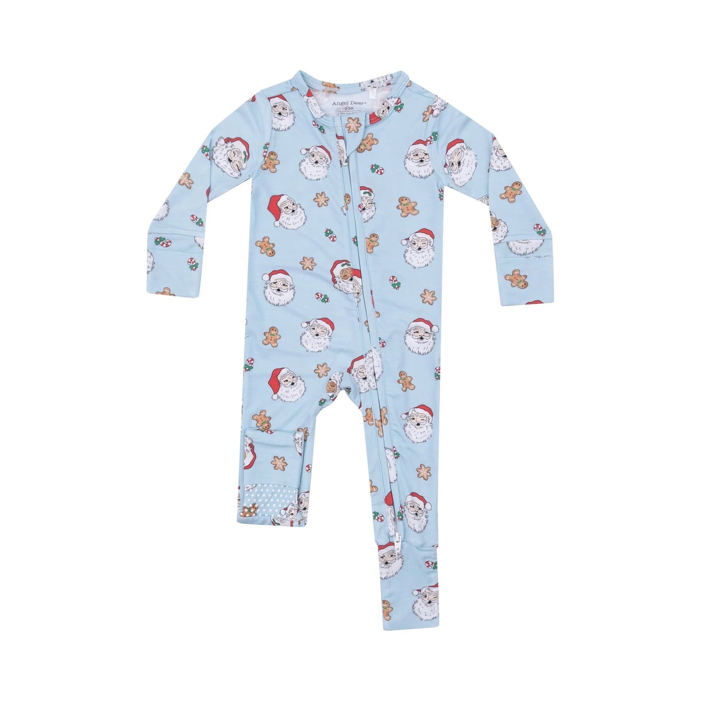 Vintage Santa 2-way Zipper Romper - Blue
