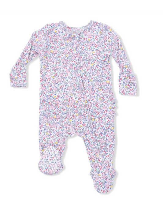 Ruffle Back Zipper Footie - Elizabeth's Garden
