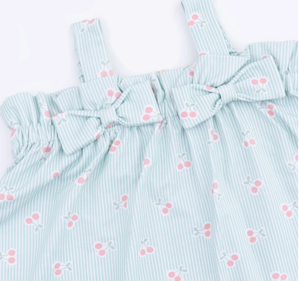 Top and Bloomer Set - Tiny Cherry Stripe