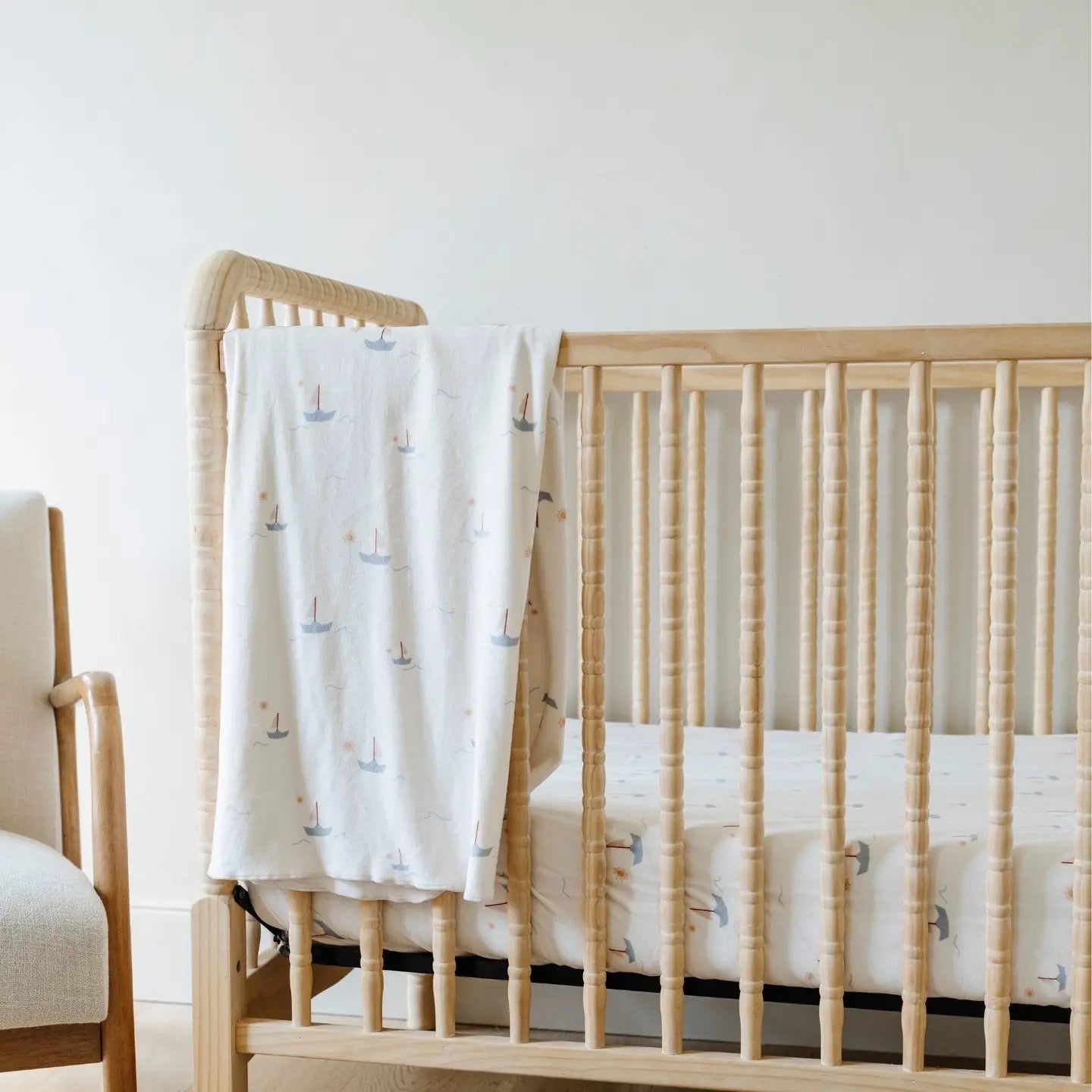 Minky Stretch Luxe Swaddle - Sail Boat