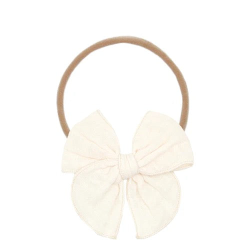 Cloud Muslin Heirloom Bow Headband - Cream