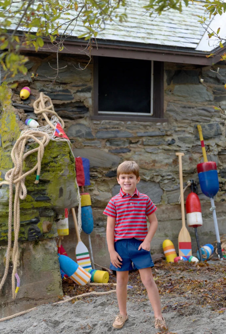Prim and Proper Polo - Richmond Red Wood Boat Blue and Buckhead Blue Stripe/Wood Boat Blue