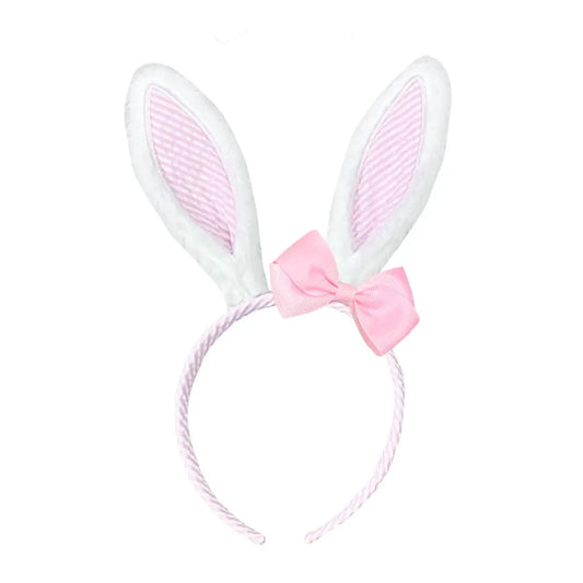 Seersucker Bunny Ears Headband - Pink