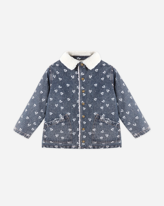 Long Chore Coat - Ditsy Floral Heart